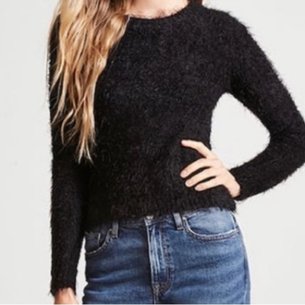 NEW Zara Fuzzy Black Sweater Sz Small